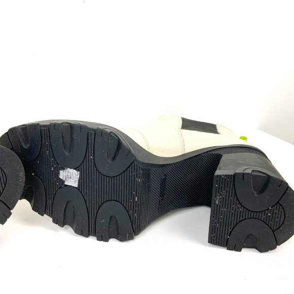 Sorel Brex Platform Block Heel Chelsea Boots Chalk White/ Black Size 9.5 - Picture 10 of 16